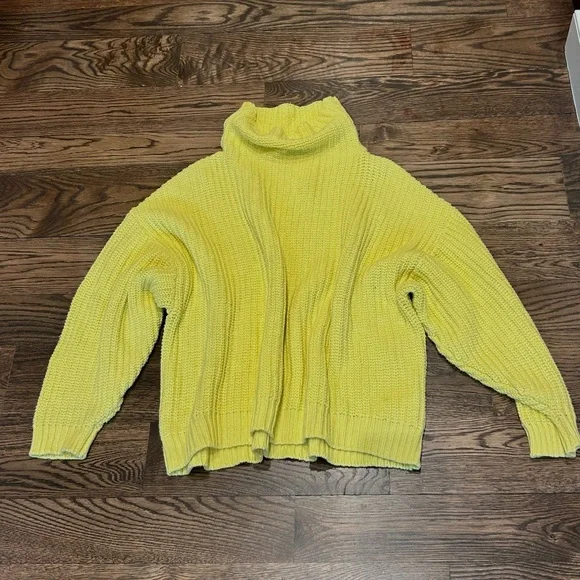 Free People Yellow Oversized Chunky Shaker Sweater - Picture 2 of 8